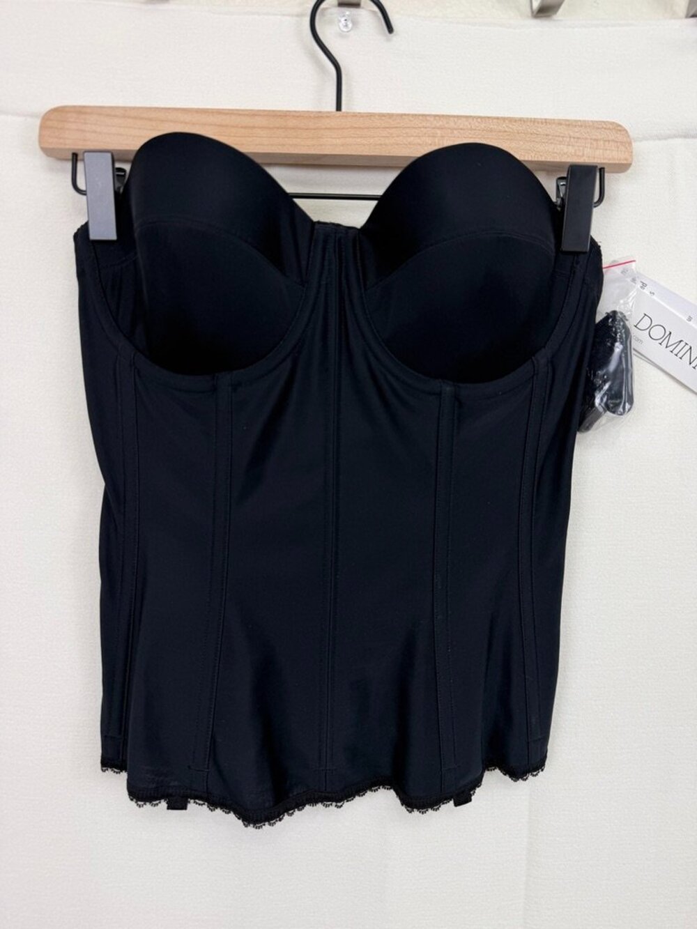 Dominique Black Brianna Low Back Convertible Longline Corset Bra 32D